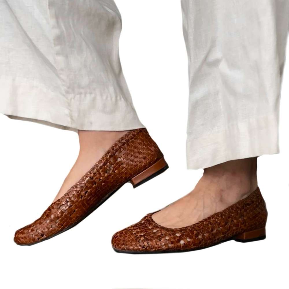 French Woven Leather Flats